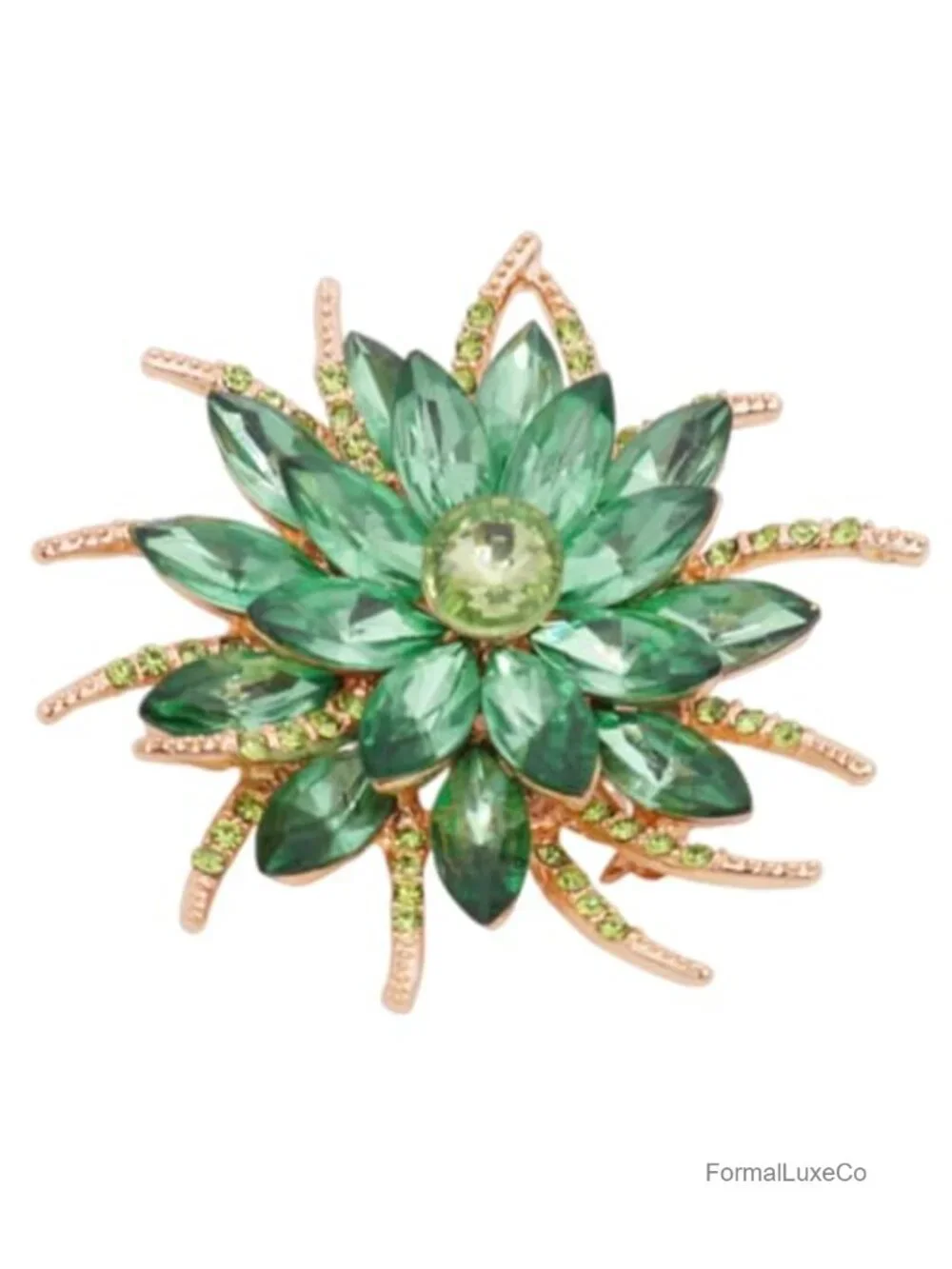 Sparkly Crystal Sunflower Brooch Pin - Gold Plated Cubic Zirconia Statement